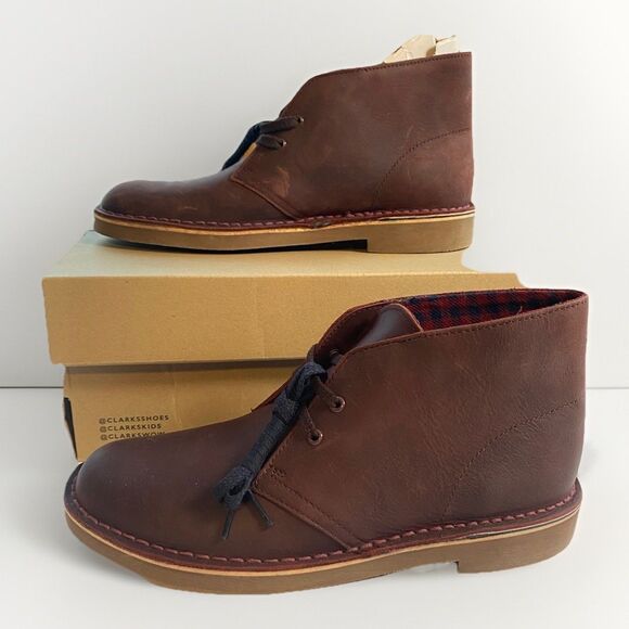 NEW Clarks Men's Bushacre 2 Chukka Ankle Boots Aubergine Leather Size 7 M Macy’s - Picture 1 of 11